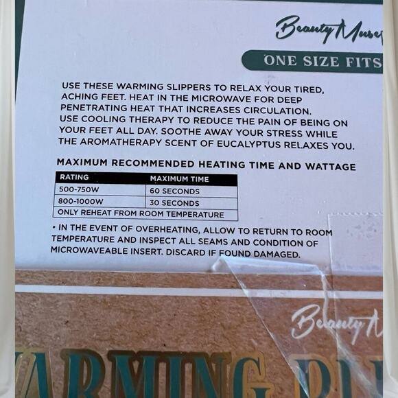 Beauty Muse warming plush slippers, NIB - Picture 5 of 8